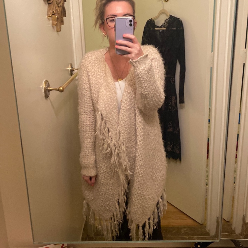Coziest katsumi cream fringe sweater
